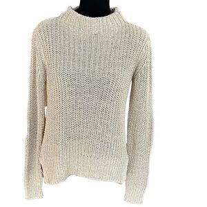 RD Style tan  cotton knit sweater with faux suede patches on elbows size S